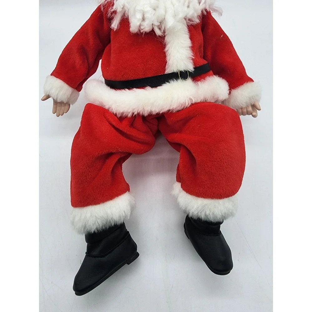 Vintage Santa Claus Doll Red Velvet Suit Gold Glasses Christmas Decor 12 Inch